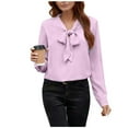 thumbnail image 1 of Hurxie Womens Tops Business Casual Outfits Long Sleeve Shirts Mock Neck Twist Knot Slim Fit Soft Stretch Tees Blouses Pink 2XL, 1 of 6