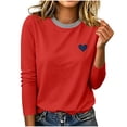 thumbnail image 1 of Hurxie Womens Tops Crewneck Soft Long Sleeve Shirts Fall Clothes Casual Tshirts Basic Tee Red,5XL, 1 of 6