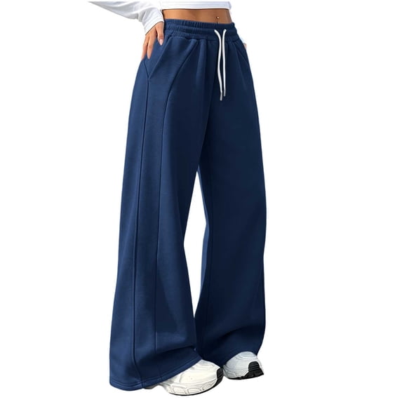 Hurxie Womens Wide Leg Sweatpants High Waisted Baggy Teen Girl Pants Fall Fashion Winter Clothes Lounge Travel Joggers With Pockets