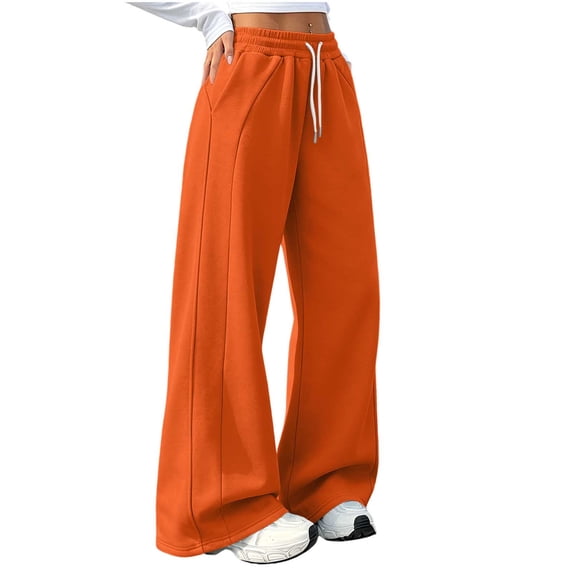 Hurxie Womens Wide Leg Sweatpants High Waisted Baggy Teen Girl Pants Fall Fashion Winter Clothes Lounge Travel Joggers With Pockets