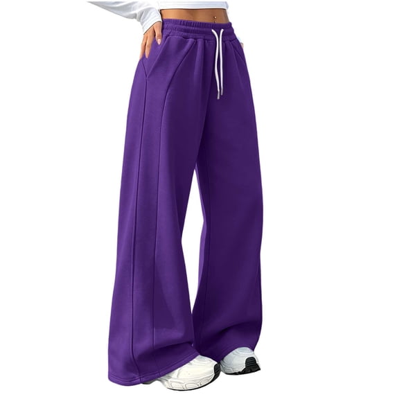 Hurxie Womens Wide Leg Sweatpants High Waisted Baggy Teen Girl Pants Fall Fashion Winter Clothes Lounge Travel Joggers With Pockets