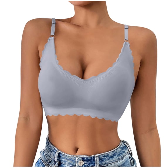 Hurxie Womens Wireless Bras Push Up Supportive Everyday Bras Seamless Full Coverage Comfort T-Shirt Bra Blue ,XXXXL