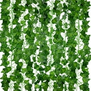 Huryfox 12 Pack Artificial Ivy Vines, Fake Ivy Garland for Home Decor, Faux Hanging Plants for Indoor Outdoor Aesthetics Decoration
