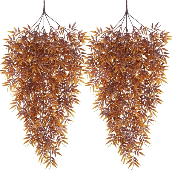 Huryfox 2 Packs Artificial Fall Leaves Hanging Plants - Fake Vines for Farmhouse Fall Decor Harvest Decoration, Thanksgiving Party Favor
