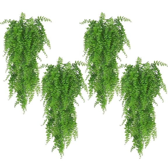 Huryfox Artificial Hanging Plants 4 Pack, Realistic Fake Greenery UV Resistant for Indoor Outdoor Decor for Home
