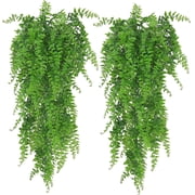 Huryfox 2 Packs Artificial Hanging Plants- Fake Green Leaves Decoration, Faux Foliage Greenery Home Bedroom Wall Decor