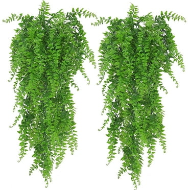 Huryfox 2 Packs Artificial Hanging Plants- Fake Green Leaves Decoration, Faux Foliage Greenery Home Decor