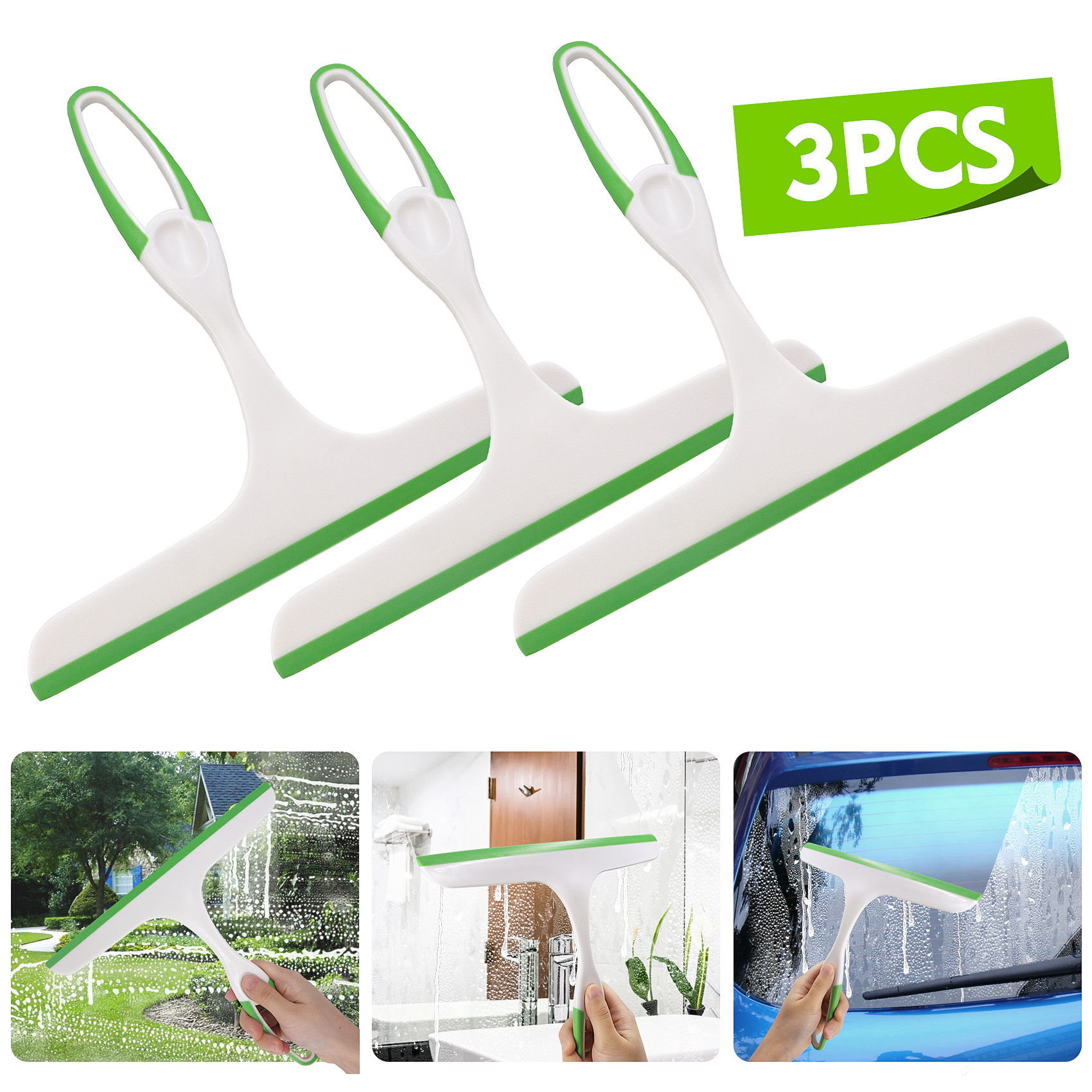 Huryfox 3 Packs AllPurpose Squeegee, Silicon Glass Wiper for Shower