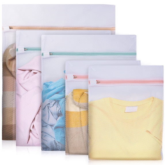 Huryfox 5 Pack Honeycomb Mesh Laundry Bags - Durable and Versatile for Shirts, Socks, Underwear, Travel (1 King, 2 Large, 2 Medium)