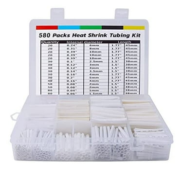 Huryfox 580PCS Heat Shrink Tubing Wire Assortment Kit with Case, 11 Sizes（White）