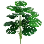 Fake Plants Huryfox Artificial Monstera Palm Tree 29.5in Tall Tropical Turtle Plant 18 Leaves for Bedroom Wall Home Garden Room Decoration