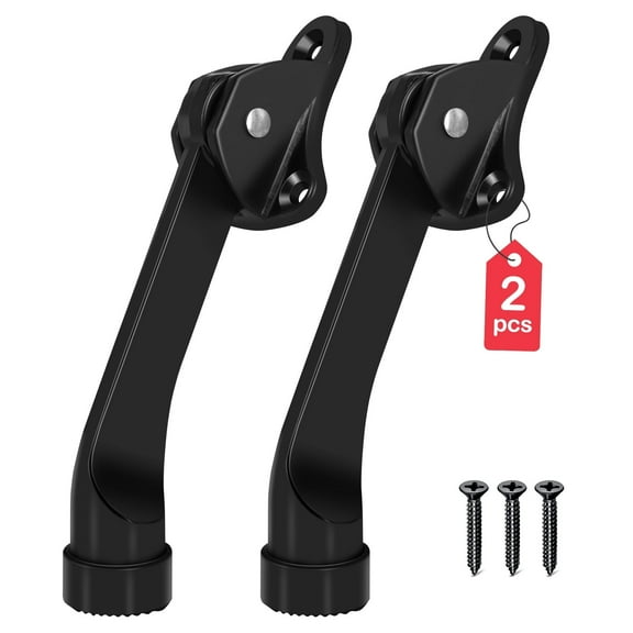 Huryfox Door Stops - 2-Pack Heavy Duty Door Stops, Non-Slip Rubber, Door Brackets, for Bottom of Doors (4 inch, Black)