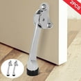 thumbnail image 1 of Huryfox 2 Packs Door Stopper - Heavy Duty Kickdown Door Stops, Non-Slip Rubber, Door Brackets, for Bottom of Doors (4 inch, Silver), 1 of 10