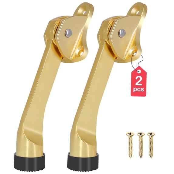 Huryfox Door Stops - 2-Pack Heavy Duty Door Stops, Non-Slip Rubber, Door Brackets for Bottom of Doors(Gold)