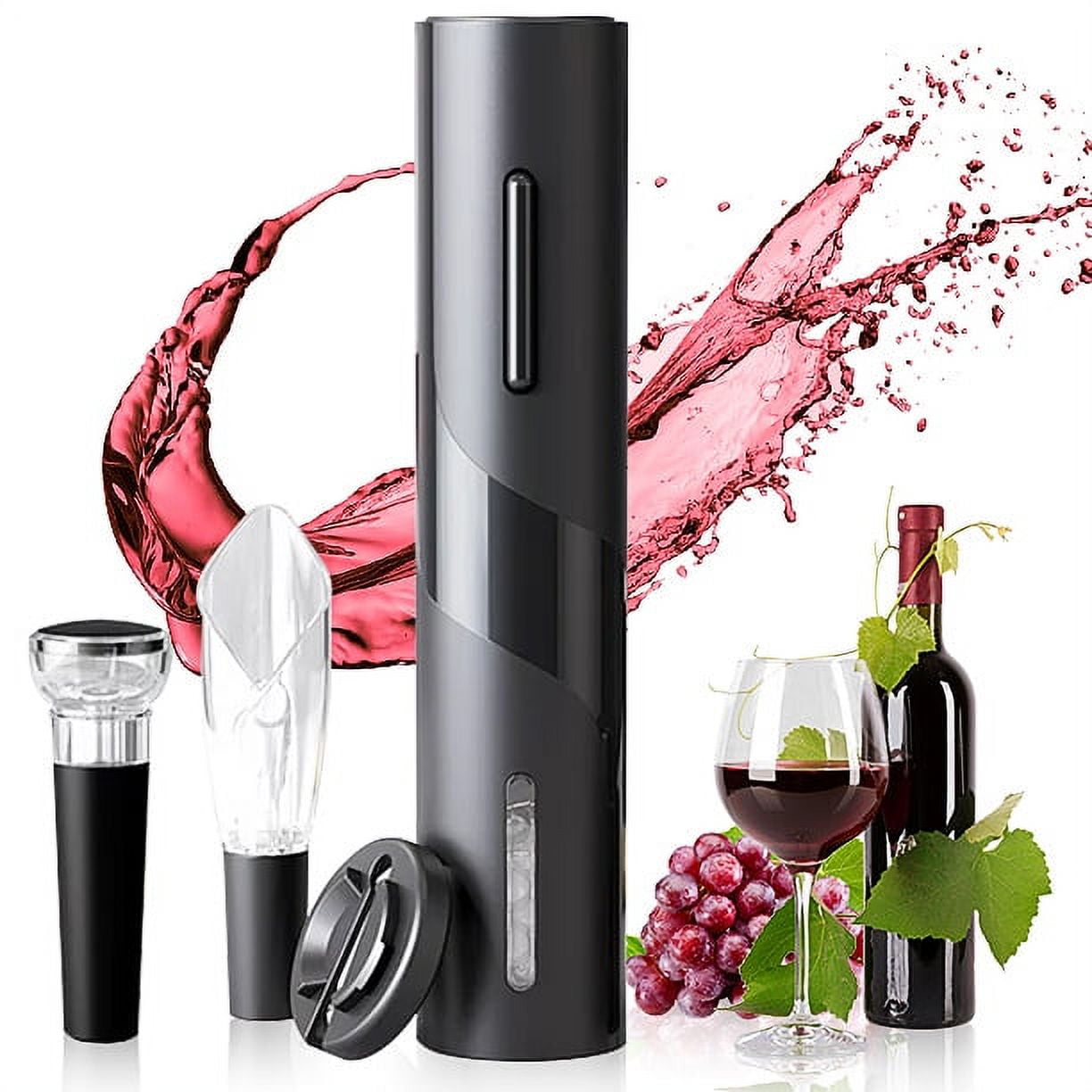 Huryfox Electric Wine Opener Gift Kit with Foil Cutter, Vacuum Wine