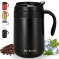 thumbnail image 1 of Huryfox Insulated Travel Mug - 16.9oz Double Wall Vacuum Stainless Steel Airtight Coffee Mug with Handle and Splash Lid for Cold/Hot Coffee, Tea (Black), 1 of 8