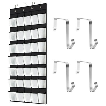 Huryfox Over The Door Shoe Organizer 35 Mesh Pockets Hanging Shoe Rack（Black）