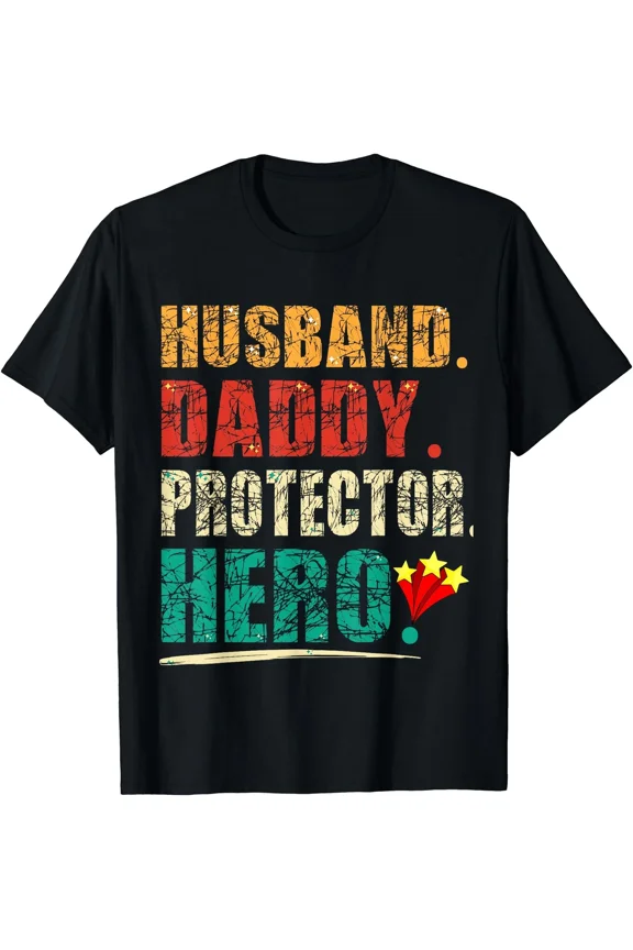Husband And Dad Protector Family Funny Father Day USA Flag Graphic Unisex T-Shirt ,up to size 5XL