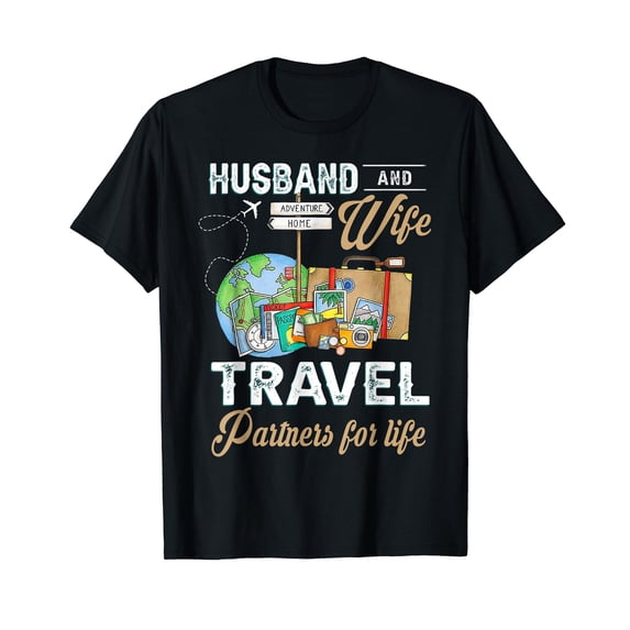 Husband And Wife Travel Partners For Life Funny Couple T-Shirt
