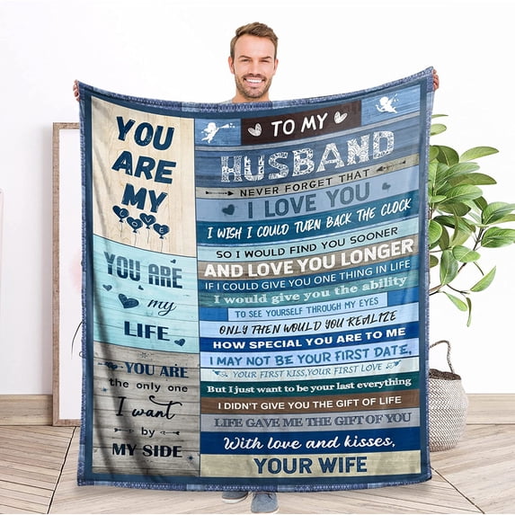 for Him Husband Birthday Gift to Husband Blanket Wedding Gifts for Husband Christmas Valentine Fathers Day from Wife Soft Throws Blankets for Men 80"x60"