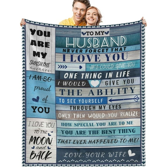to My Husband Blanket, Anniversary Romantic Gifts for Him, for Husband, Soft Cozy Husband Blanket for Bed Couch, Birthday Gifts for Husband from Wife 50x60 Inches