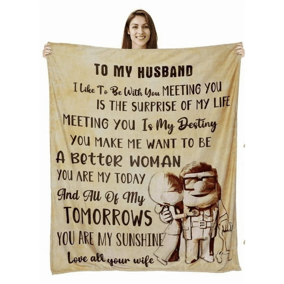 My Husband Blanket - Anniversary Romantic Gifts for Husband Birthday Gift from Wife - Fathers Day Unique Gifts for Him Throw Blanket (Love All Your Wife)