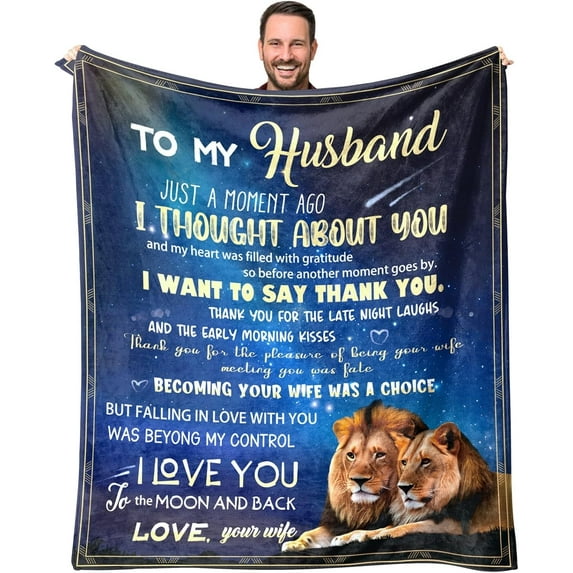 Husband Blanket Gifts for Husband on Fathers Day from Wife - 50” X 60" to My Husband Soft Throw Blanket - Christmas Birthday for Him from Her