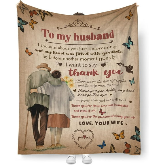 to My Husband Blanket from wife, Birthday Gifts for husband, Soft Throw Blanket Gifts for Him, Husband Birthday Gift Ideas, Best Romantic Christmas Valentines Wedding for Husband 60"x50"