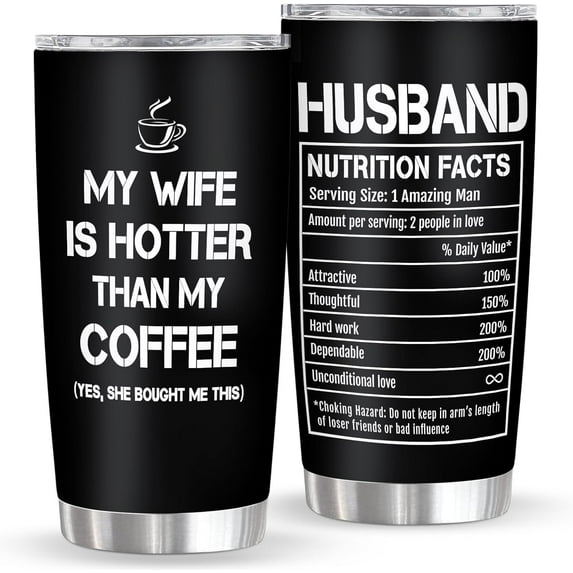 Husband Coffee Cup Tumbler 20oz Anniversary & Birthday Gifts for Him Romantic Presents from Wife Insulated Stainless Steel Cup