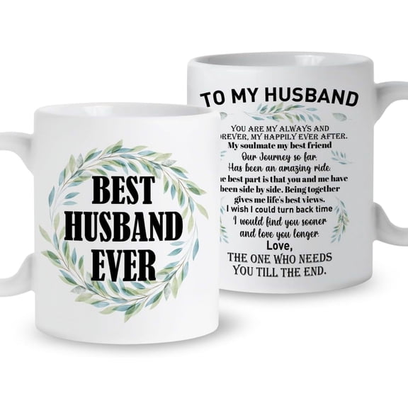 Husband Coffee Mug Gift, Best Husband Ever, Romantic Gifts for Him Husband Hubby from Wife, Christmas Birthday Valentines Gift, Ceramic 11oz