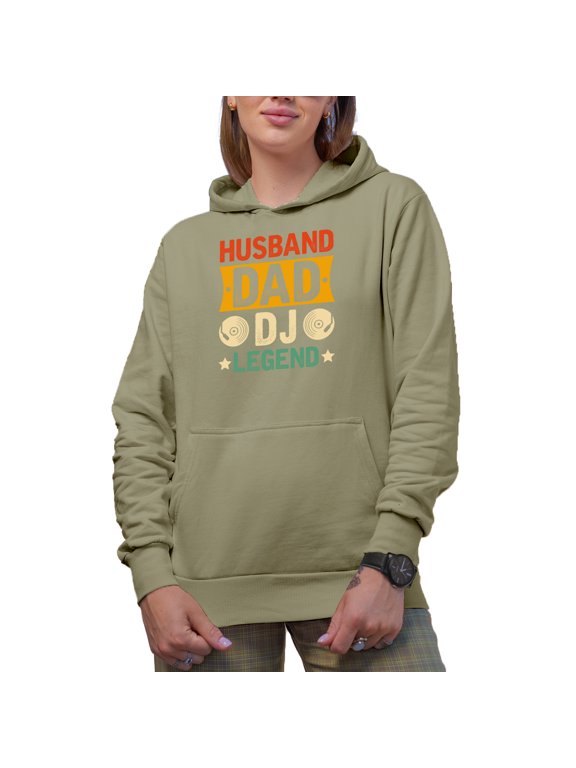 Husband. Dad. DJ Legend. Father's Day or Dad's Birthday, Sand Hooded Sweatshirt or Hoodie, Large