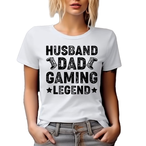 Husband. Dad. Gaming Legend. Video Gamer Dad's Birthday or Father's Day, White T-Shirt, XL