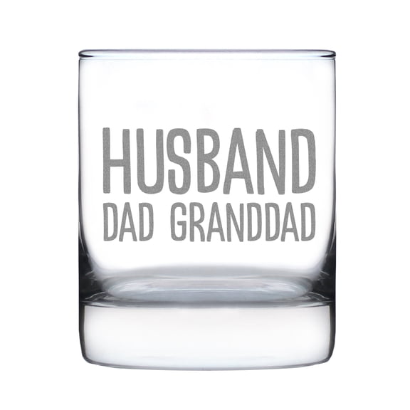Husband Dad Granddad Hand Engraved 10oz Rocks Glass Etched Whiskey Fathers Day Gift Birthday Present Christmas