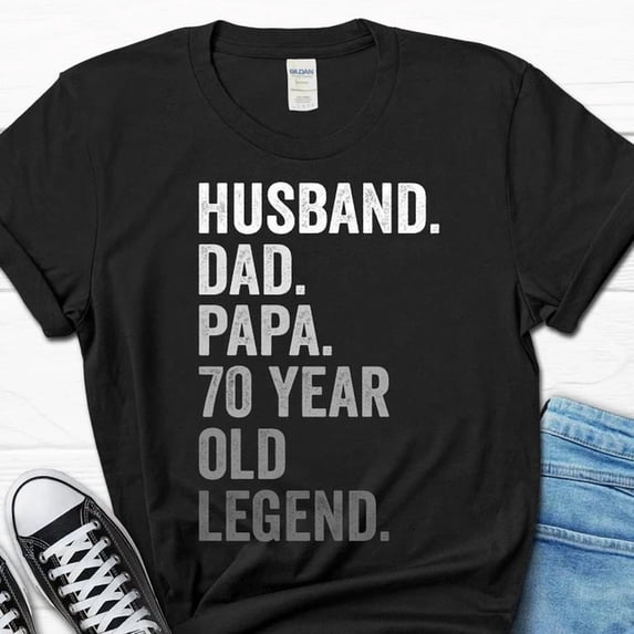 Husband Dad Papa 70 Year Old Legend 70Th Birthday Grandpa T-Shirt BLACK Unisex S-5XL Hot Trending Shirt, Vintage Birthday Gift