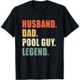 thumbnail image 1 of Husband Dad Pool Guy Legend Funny Men T-ShirtMen's and women's gift, black and white T-shirt, size: Extra large S-4XL, 1 of 4