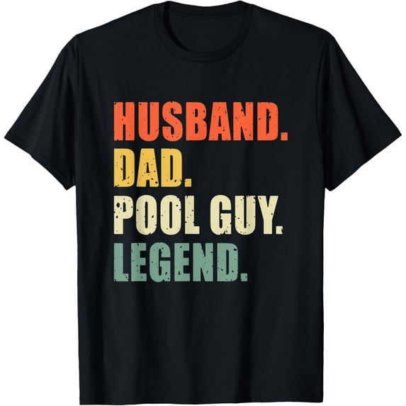 Husband Dad Pool Guy Legend Funny Men T-ShirtMen's and women's gift, black and white T-shirt, size: Extra large S-4XL