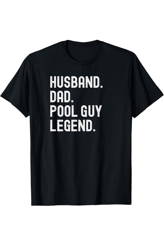 Husband Dad Pool Guy Legend T-ShirtMen's and women's gift, black and white T-shirt, size: Extra large S-4XL
