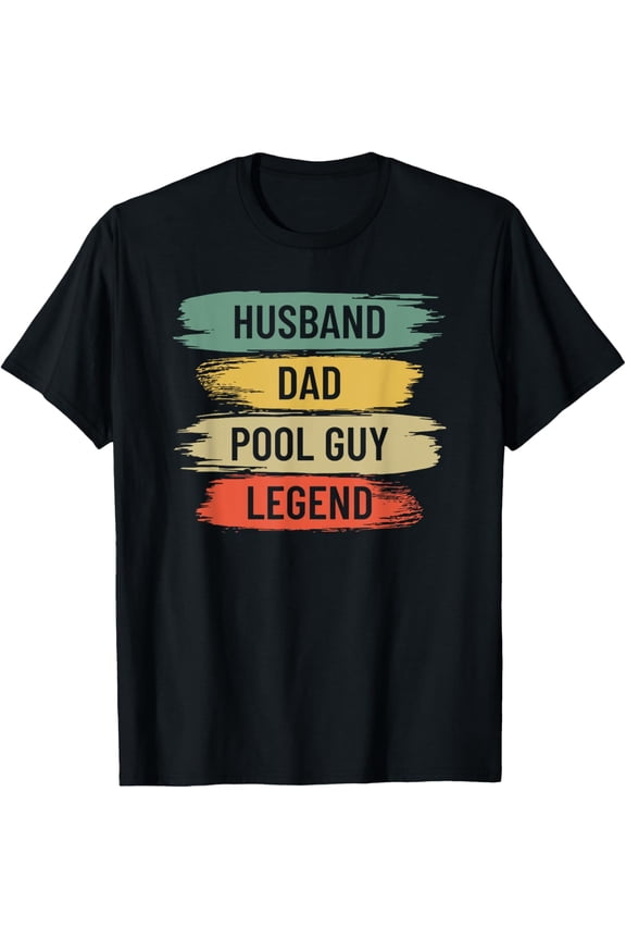 Husband Dad Pool Guy Legend T-ShirtMen's and women's gift, black and white T-shirt, size: Extra large S-4XL