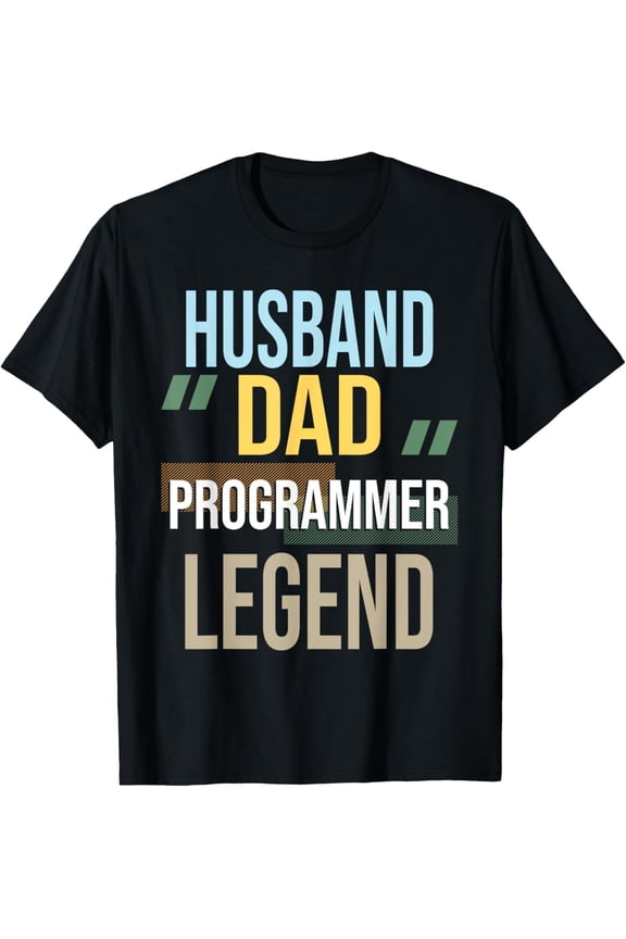 Husband Dad Programmer Legend Computer Science Coding Coder T-ShirtMen and women, Black T-shirt, size: Extra large