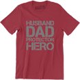 thumbnail image 1 of Husband Dad Protector Hero Fathers Day Dad Daddy Birthday Men's T-Shirt, 1 of 4