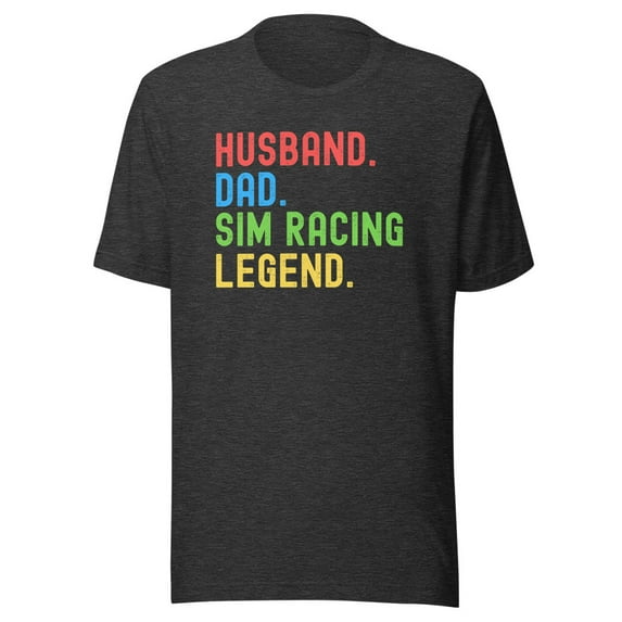 Husband Dad Sim Racing Legend Shirt, Unisex, Racing Sim Shirt, Funny Gaming Esport Shirt, Sim Racer Shirt, Car Racing Gamer Shirt (Dark Grey Heather, XL)
