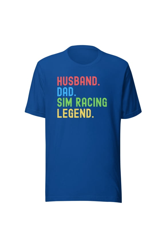 Husband Dad Sim Racing Legend Shirt, Unisex, Racing Sim Shirt, Funny Gaming Esport Shirt, Sim Racer Shirt, Car Racing Gamer Shirt (True Royal, S)