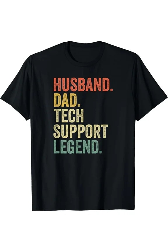 Husband Dad Tech Support Legend Vintage Retro IT Computer Geek Unisex T-Shirt, S-5XL
