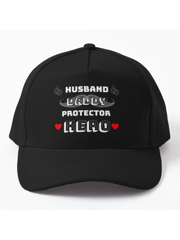 Husband Daddy Protector Hero Baseball Cap, Father Family Role Statement Design, Classic Hat