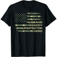 thumbnail image 1 of Husband Daddy Protector Hero Fathers Day Camo American Flag T-Shirt, 1 of 4