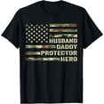 thumbnail image 1 of Husband Daddy Protector Hero Fathers Day Camo American Flag T-Shirt, 1 of 4