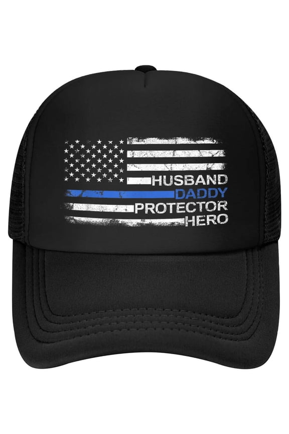 Husband Daddy Protector Hero Police Officer Father Dad Baseball Cap