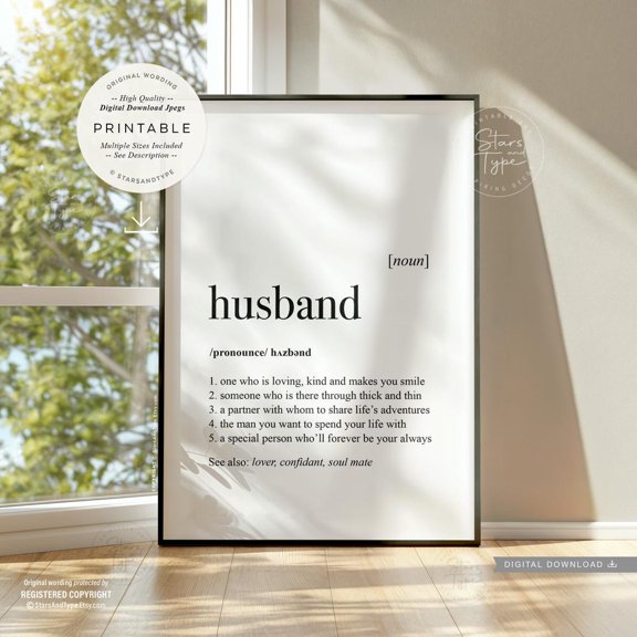Husband Definition Dictionary Unframed Paper Print