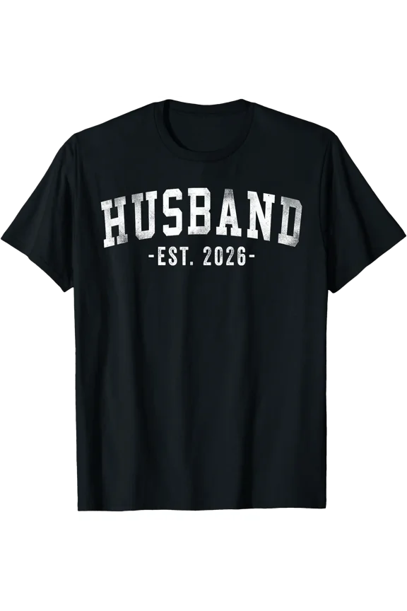 Husband Est 2026 Just Married Honeymoon Classic Bold Font T-Shirt