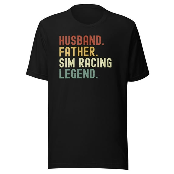 Husband Father Sim Racing Legend Shirt, Unisex, Racing Sim Shirt, Funny Gaming Esport Shirt, Sim Racer Shirt, Car Racing Gamer Shirt (Black, S)